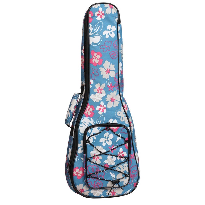 Longteam Print Ukulele Case 10mm Sponge Portable Waterproof Ukuleles bag Cover Uke gig bag with Accessory Storage Pocket (21 In Soprano, Blue Flower) - Image 2